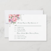Aquarelle couleur rose vif Menu Floral RSVP (Devant)