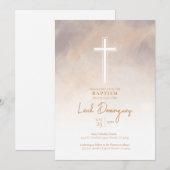 Aquarelle couleur violet neutre Baptême Invitation (Devant / Derrière)