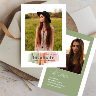 Aquarelle Couleurs Graduation Photo Invitation