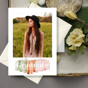 Aquarelle Couleurs Graduation Photo Invitation