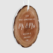 Aquarelle Coupe de bois rustique Premier Noël (devant)