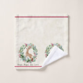Aquarelle couronne de Noël avec cerf coutume (Gant de toilette)