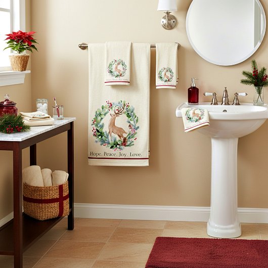 Aquarelle couronne de Noël avec cerf coutume