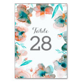 Aquarelle couronne Mariage floral Numéros de table (Dos)
