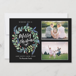 Aquarelle couronne Noël 2 photo Carte de vacances