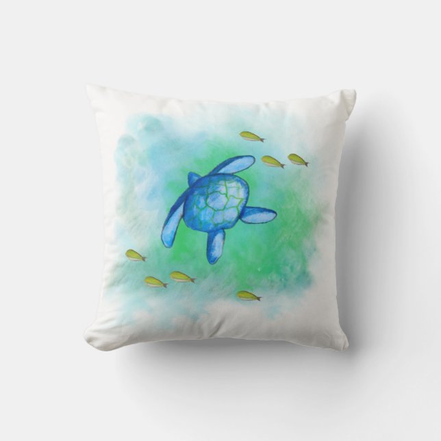 Aquarelle Coussin de tortue marine (Recto)