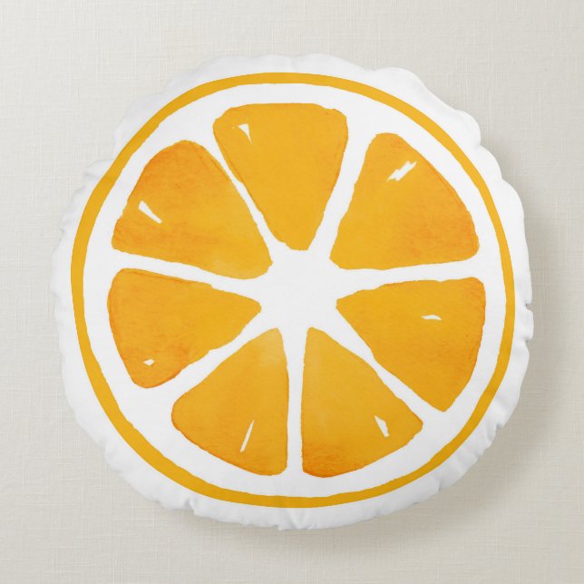 Aquarelle Coussin rond tranche orange (Devant)