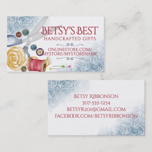 Aquarelle couture notions couture couturier carte  (Devant / Derrière)