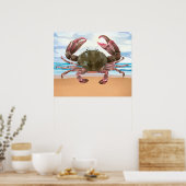 Aquarelle Crabe Crustacée Poster nautique (Cuisine)