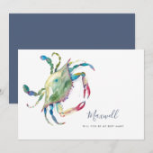 Aquarelle Crabe Demander aux Groomesmen Cartes (Devant / Derrière)
