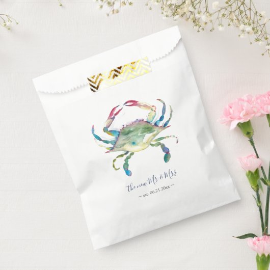 Aquarelle Crabe Favor Sacs Plage Idées de mariage (Scellé)