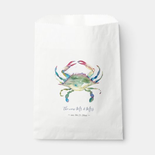 Aquarelle Crabe Favor Sacs Plage Idées de mariage (Devant)