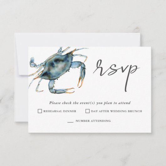 Aquarelle Crabe Fruits de mer RSVP pour deux événe (Devant)