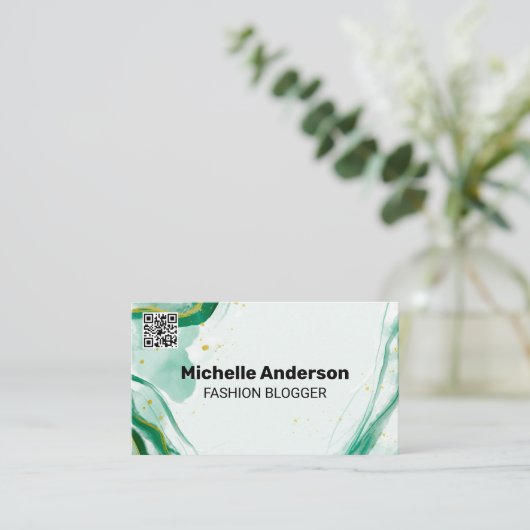 Aquarelle créative | Carte de visite de code QR (Debout devant)