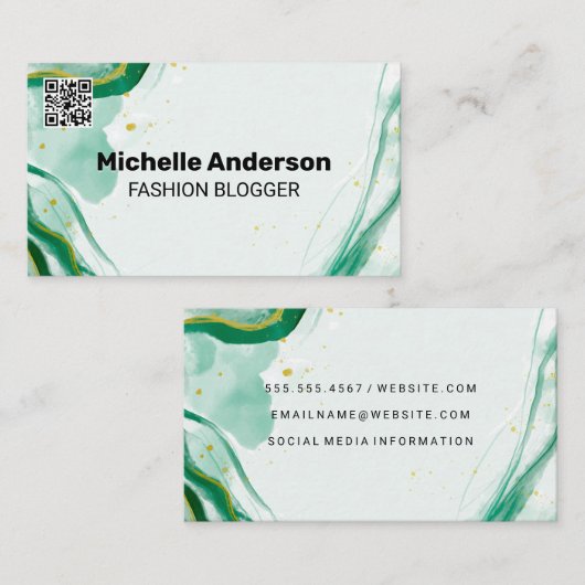 Aquarelle créative | Carte de visite de code QR (Devant / Derrière)