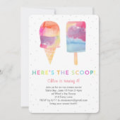 Aquarelle Crème glacée Anniversaire Invitation de (Devant)