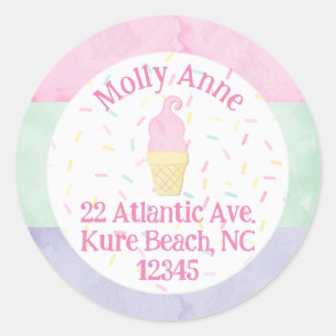 Aquarelle Crème glacée Cone Sprinkle Étiquette de