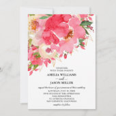 Aquarelle Crème rose Floral Invitations de mariage (Devant)