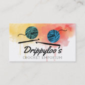 Aquarelle crochet crochets fils carte de visite (Devant)
