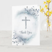 aquarelle Croix et feuillage Carte de remerciement (Fleur jaune)