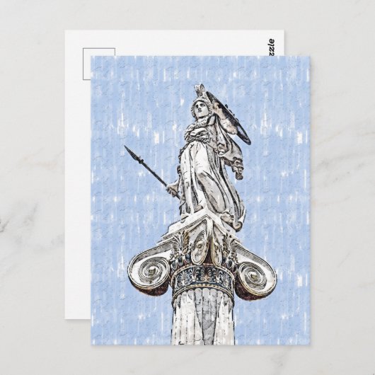 Aquarelle croquis de la Statue d'Athena Carte post (Devant / Derrière)