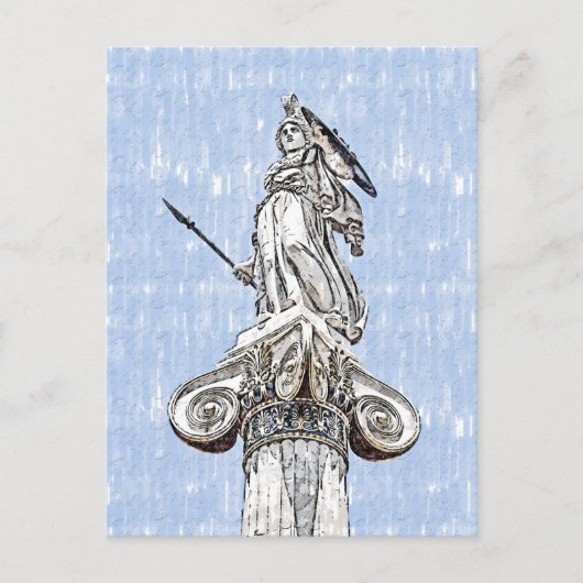 Aquarelle croquis de la Statue d'Athena Carte post (Devant)