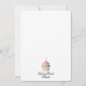 Aquarelle Cupcake rose Invitations d'anniversaire (Dos)