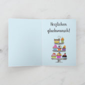 Aquarelle cupcakes allemand carte d'anniversaire (Intérieur)