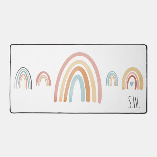 Aquarelle Cute Boho Arc-en-ciel Initiales (Recto)