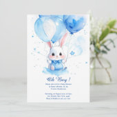 Aquarelle Cute Bunny Baby shower Invitation (Debout devant)