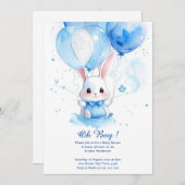 Aquarelle Cute Bunny Baby shower Invitation (Devant / Derrière)