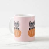 Aquarelle Cute Chat et Mug Citrouille (Devant gauche)