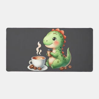 aquarelle Cute Dinosaur T Rex boire du café