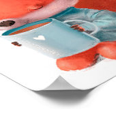 Aquarelle Cute Fox Café | Impression murale Fox (Coin)