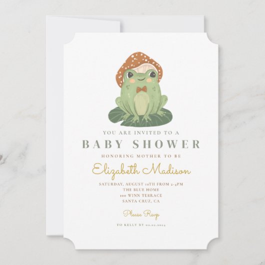 Aquarelle Cute Frog Baby shower Invitation (Devant)
