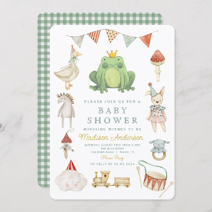 Aquarelle Cute Frog Baby shower Invitation