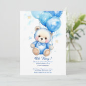 Aquarelle Cute Ours Baby shower Invitation (Debout devant)