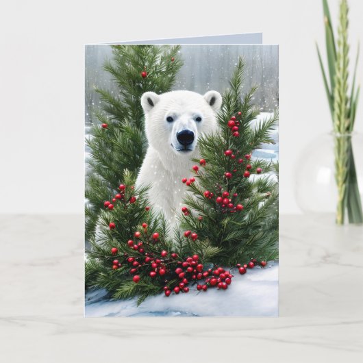 Aquarelle Cute Ours Polaire Carte de Noël (Devant)