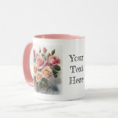 Aquarelle Cute Roses Roses Rose Fleur Mug Floral (Devant gauche)