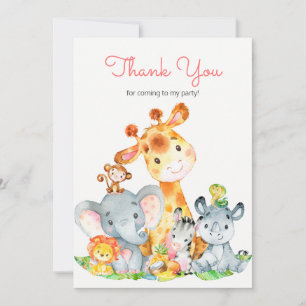 Aquarelle Cute Safari Jungle Animaux Merci