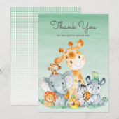 Aquarelle Cute Safari Jungle Animaux Merci (Devant / Derrière)