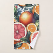 Aquarelle d'agrumes d'orange Whimsical Fruit & Flo (Serviette à main)