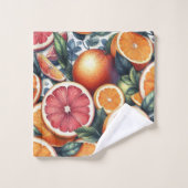 Aquarelle d'agrumes d'orange Whimsical Fruit & Flo (Gant de toilette)