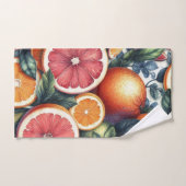 Aquarelle d'agrumes d'orange Whimsical Fruit & Flo (Serviette à main)