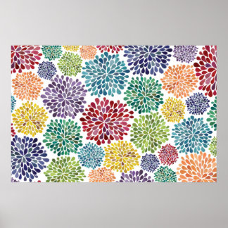 Aquarelle Dahlia Fleurs Bright Poster Art