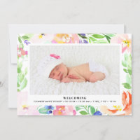 Aquarelle Dainty Faire-part de naissance de cadre