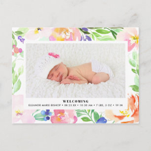 Aquarelle Dainty Faire-part de naissance de cadre
