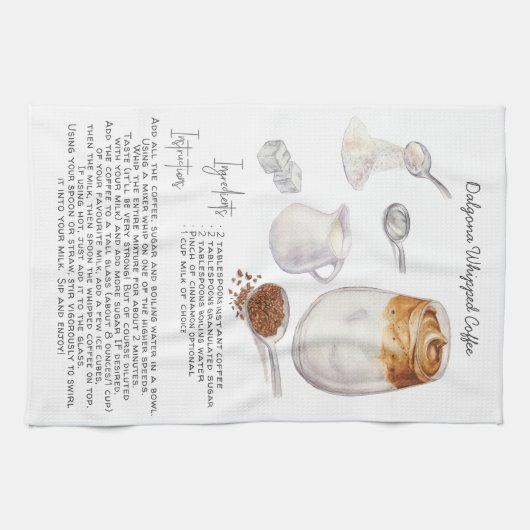 Aquarelle Dalgona Café Recette de thé Serviettes (Horizontal)