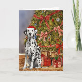 Aquarelle dalmate sous la carte Arbre de Noël (Devant)