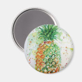 Aquarelle d'ananas Chaux d'art Aimant vert (Recto/Verso)
